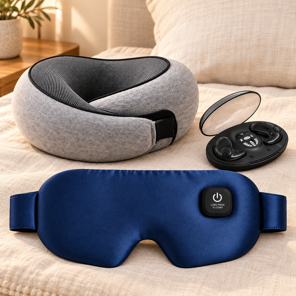 Travel Sleep Kit — eye mask, earbuds and neck pillow