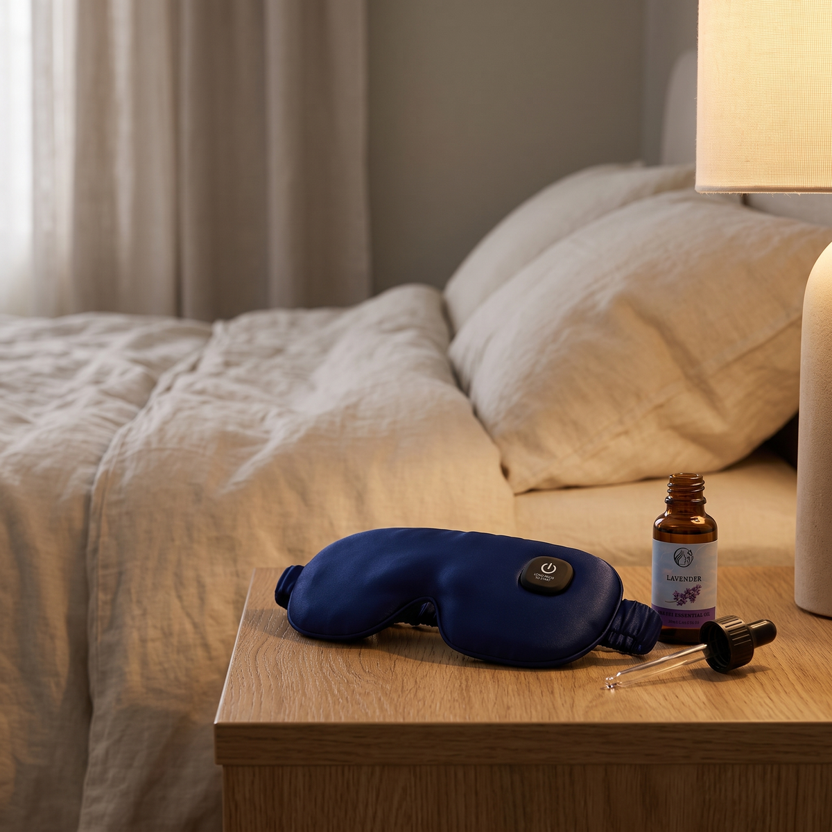Sleep Essentials Set on a bedside table