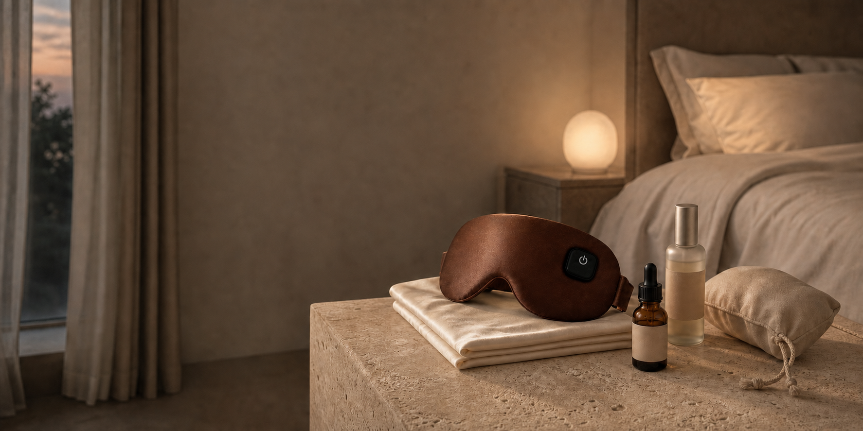Zunada sleep ritual bundles in a warm evening bedroom