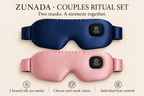 Couples Ritual Set — pink and navy heated silk eye masks