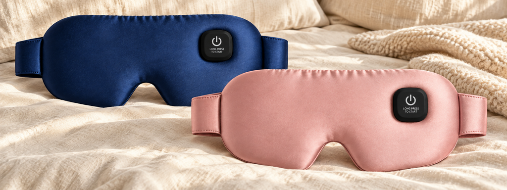 Couples Ritual Set — pink and navy heated silk eye masks