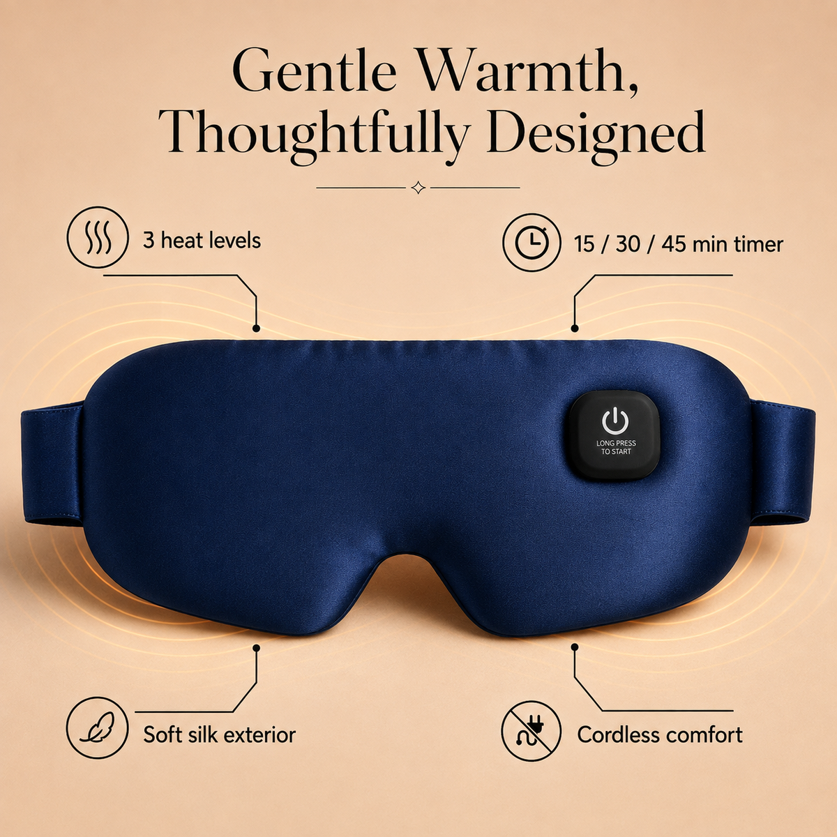 Zunada heated silk eye mask with three heat levels and timer